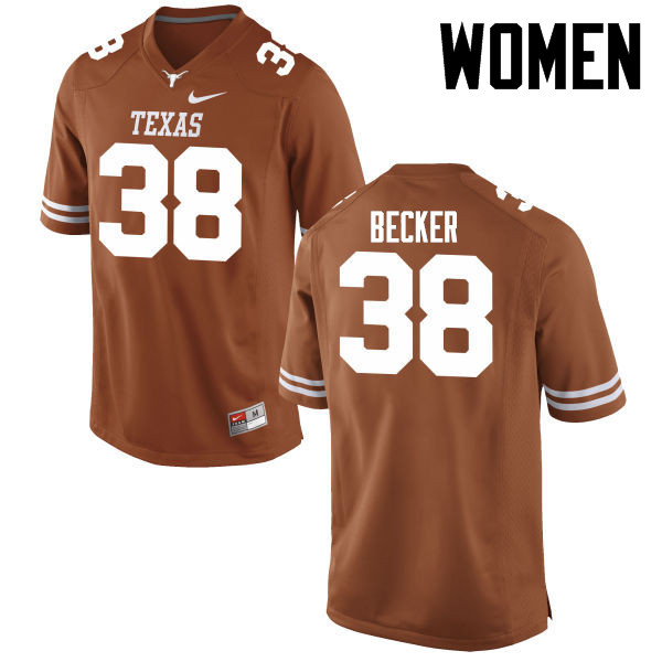 Women #38 Mitchell Becker Texas Longhorns College Football Jerseys-Tex Orange